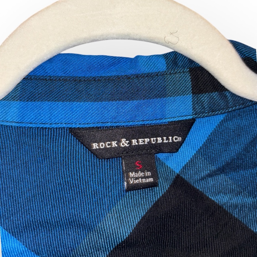 Rock & Republic Blue and Black Plaid Shirt - Picture 3 of 4